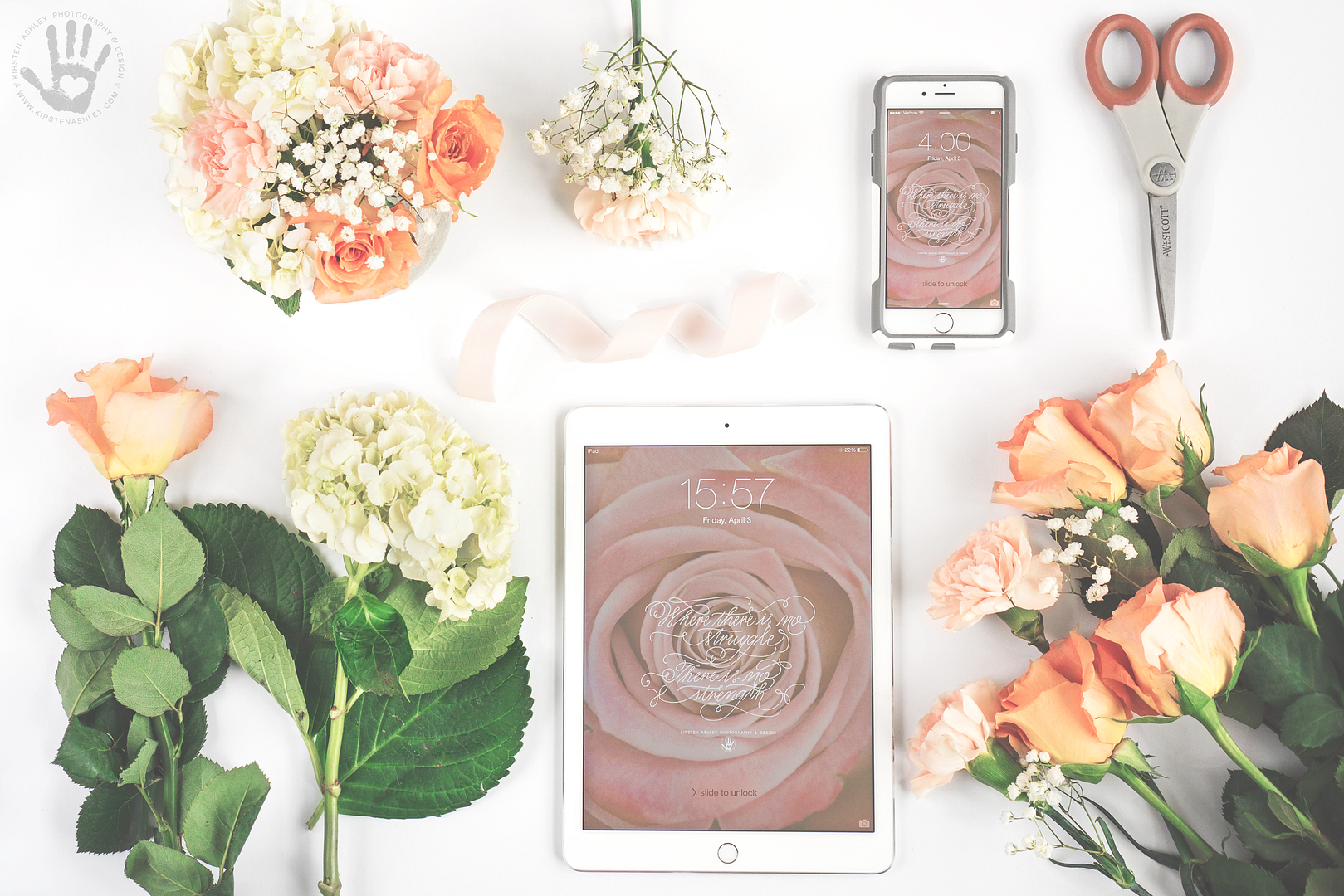 Kirsten Ashley Photography & Design | April Freebie | Blush Digital Wallpaper