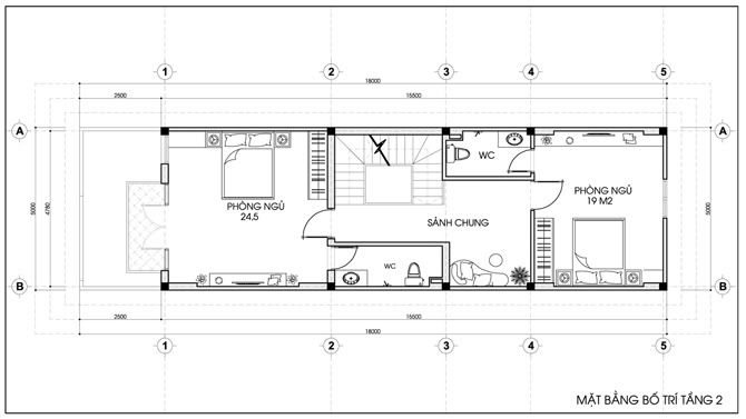 Thiết kế nhà phố 2,5 tầng hiện đại, DT 5x15,5m | ảnh 3