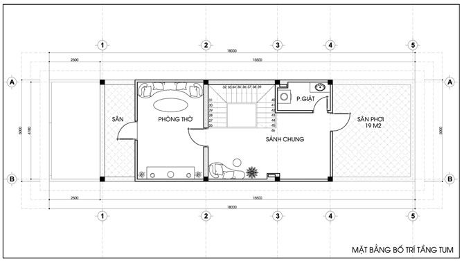 Thiết kế nhà phố 2,5 tầng hiện đại, DT 5x15,5m | ảnh 4