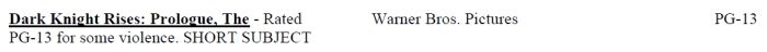 The DKR Prologue has been rated PG-13.