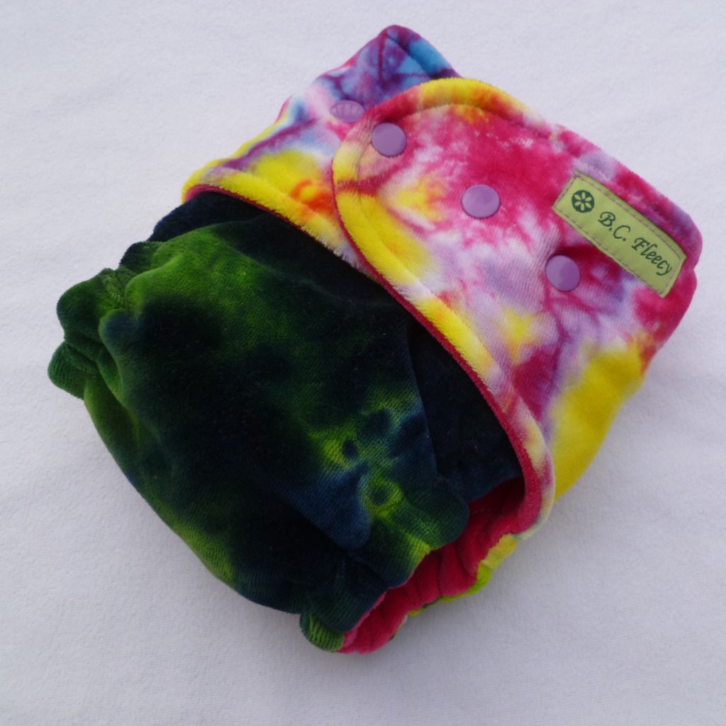 "GIRLY DARK RAINBOW" Hand Dyed OS Fitted Diaper with snaps