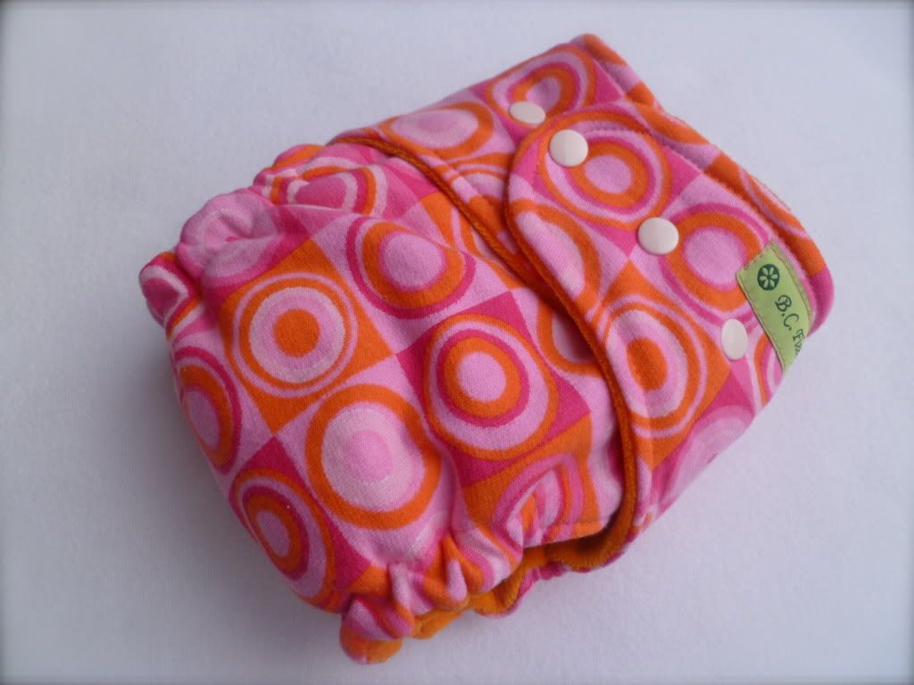 OS Bamboo Fitted Diaper with snaps "HOT CIRCLES"