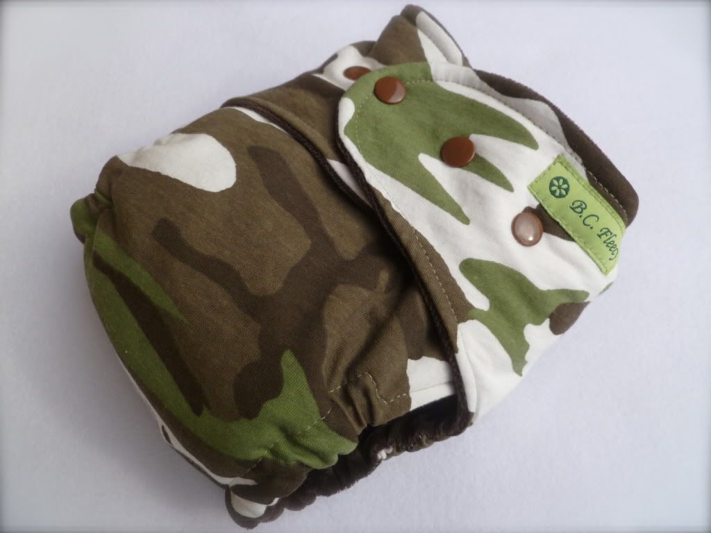 OS Bamboo Fitted Diaper with snaps "URBAN CAMO"