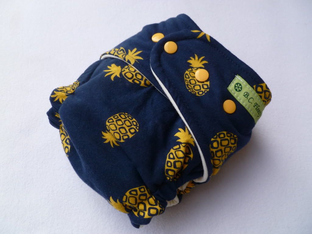 OS Bamboo Fitted Diaper with snaps "TOSSED PINEAPPLES"