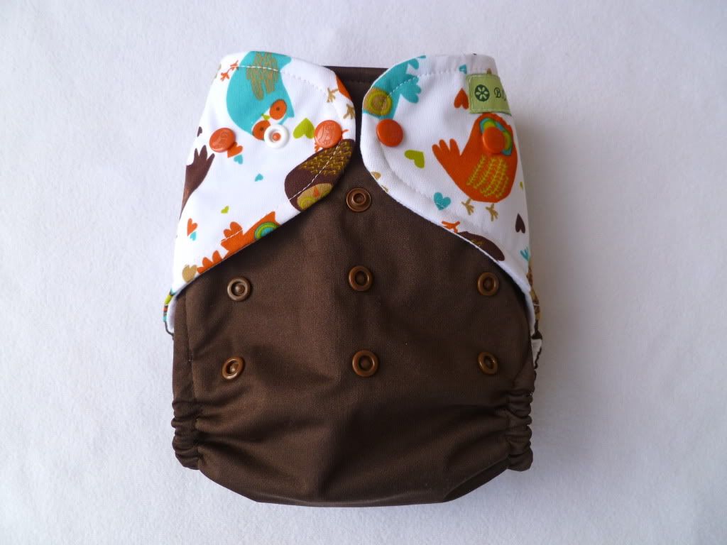 OS Pocket Diaper "Half a Hoot"  with BROWN (no insert)