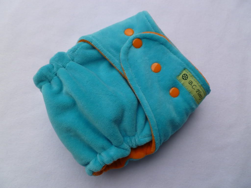 OS Bamboo & Velour Fitted Diaper with snaps "COASTAL SUNSET"