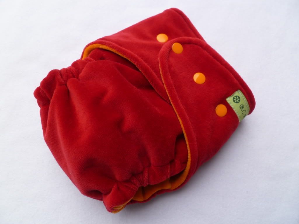 OS Bamboo & Velour Fitted Diaper with snaps "FIRE"