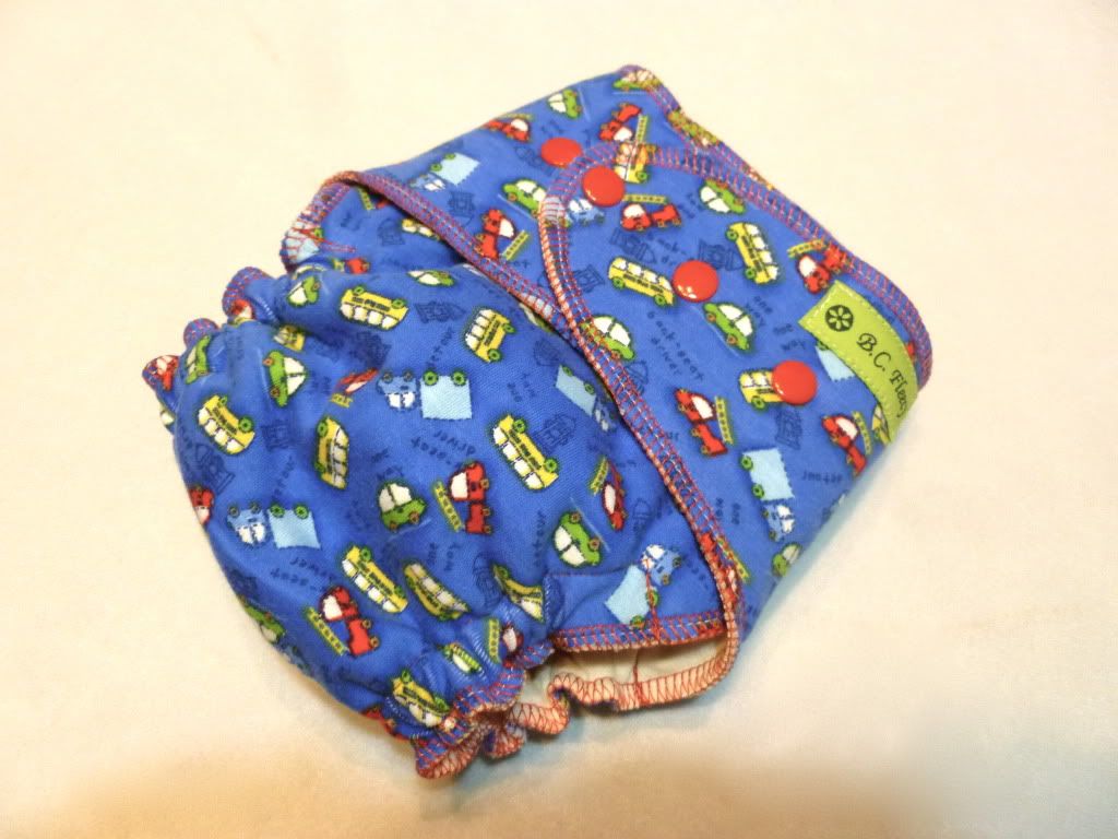 OS Bamboo Fitted Diaper with snaps "Traffic Jam"