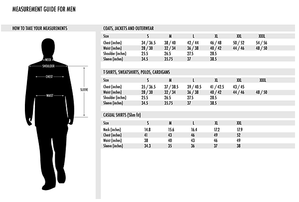 Mens Xl Dress Shirt Size Chart