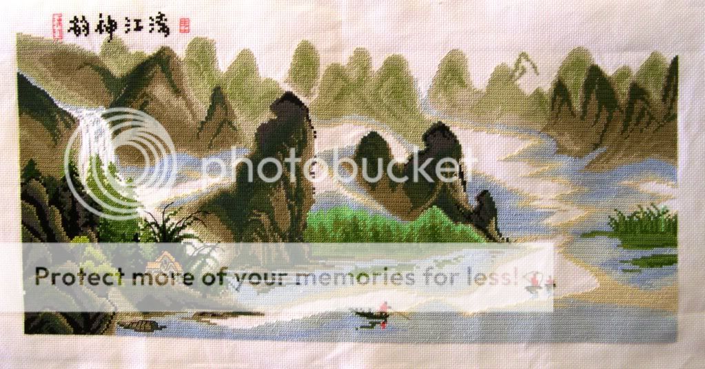  Wall Decor Completed Cross Stitch Mountain and River