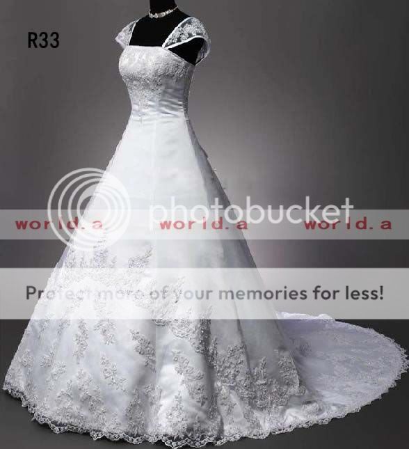 2011 Hot White A Line 395 Satin Cap Sleeve Applique Wedding Dress 
