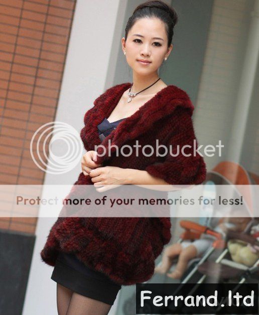   Knit/Knitted Mink Fur Shawl/Stole/Wrap 5 Colors 69,3 inch  