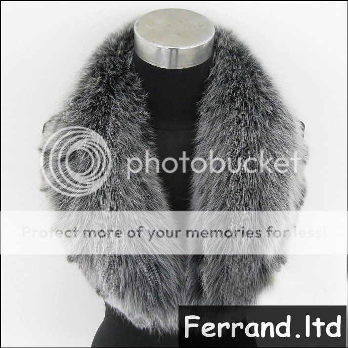 Real Genuine Fox Fur Collar/Scarf/Shawl/Wrap with Real Rabbit Fur Lace 